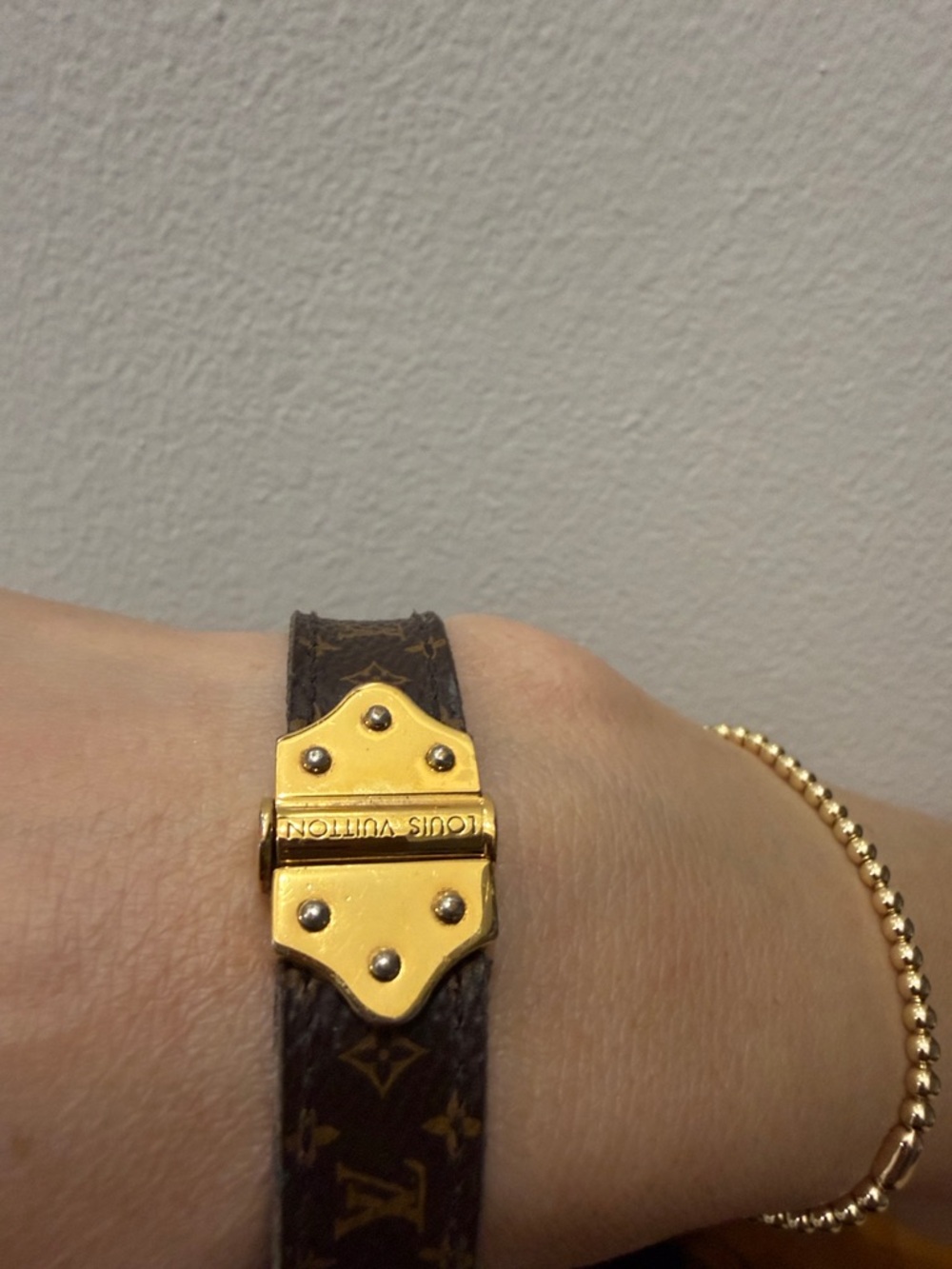Louis Vuitton Brown Monogram Leather Bracelet with Gold Hardware - Picture 4 of 10